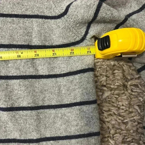 J.Crew Striped on Gray Cotton&Cashmere Blend V-Neck Sweater Men L (SW112) - Picture 5 of 6